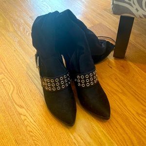 Black suede over the knee boots